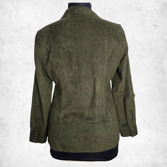 Cato Olive Green Faux Suede Button Front Shirt Jacket Women’s XL - Picture 6 of 6